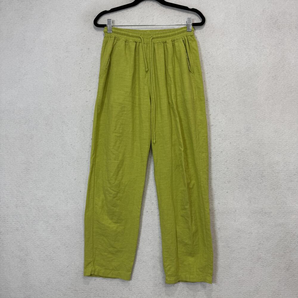 Blanco By Nature Sweatpants Womens Small Green Jersey Straight Leg Elastic Waist